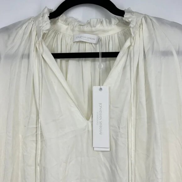 JONATHAN SIMKHAI STANDARD Ruched Front Top In Ecru - Picture 8 of 10
